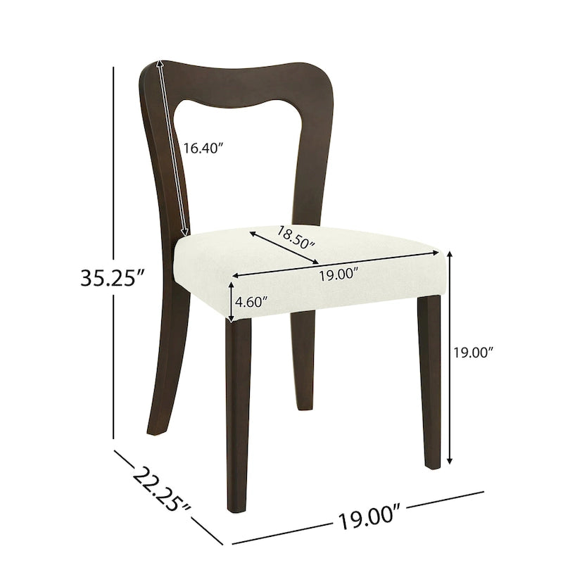 Set di 2 sedie da pranzo moderne Ethan imbottite con schienale aperto