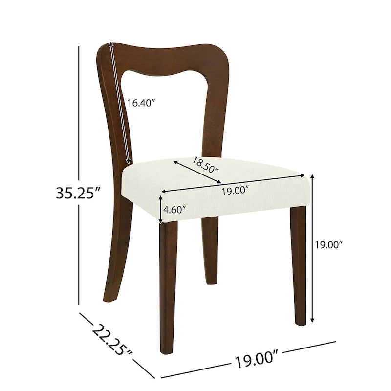 Set di 2 sedie da pranzo moderne Ethan imbottite con schienale aperto