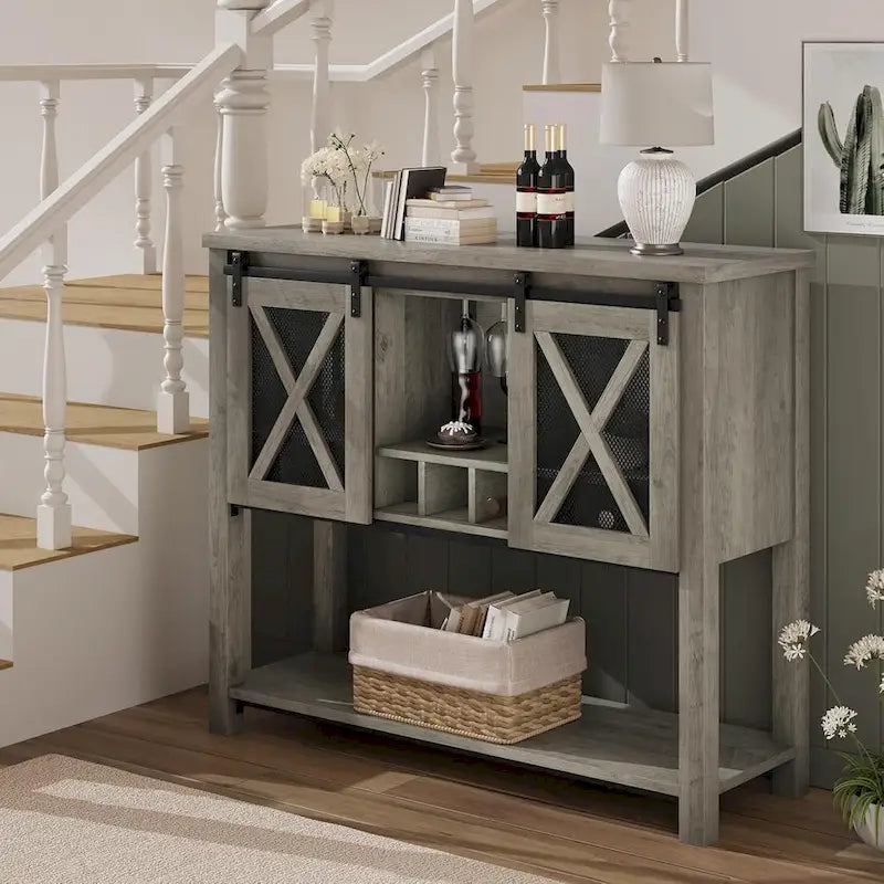 Mobile bar da caffè, credenza con portabicchieri da vino