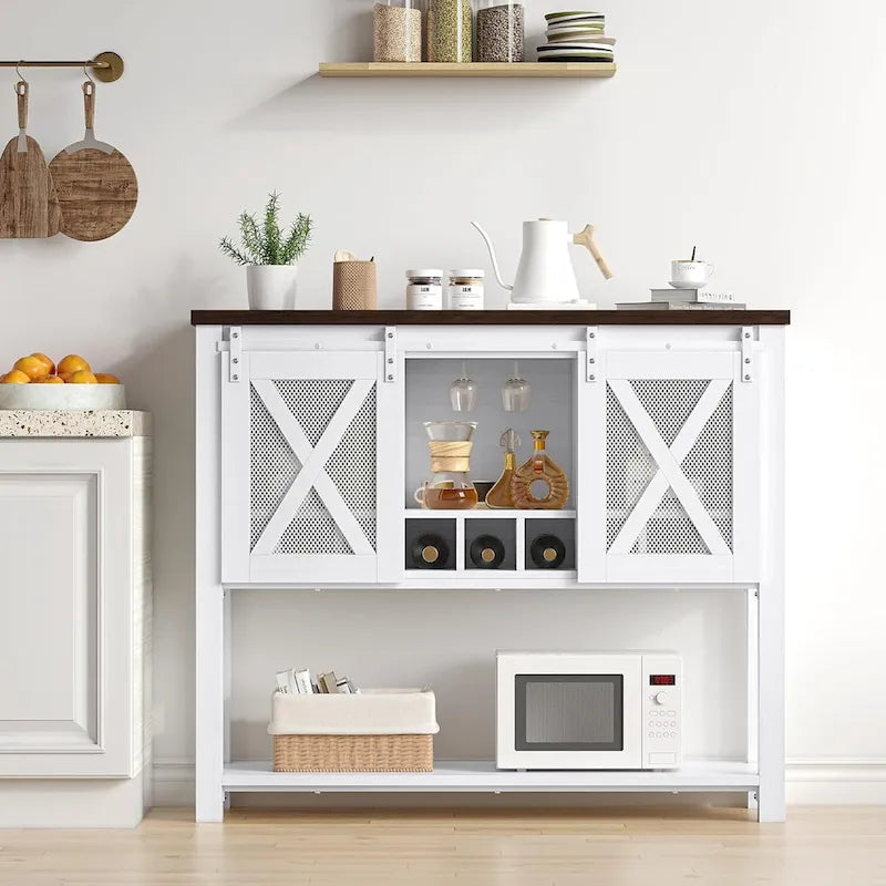 Mobile bar da caffè, credenza con portabicchieri da vino