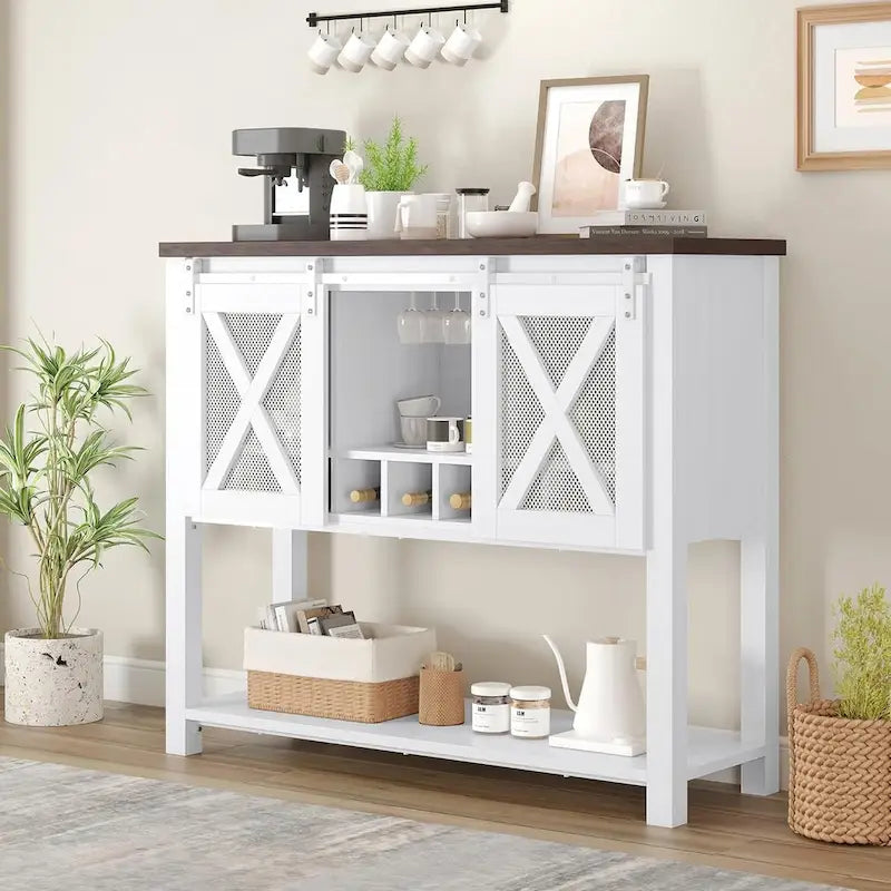 Mobile bar da caffè, credenza con portabicchieri da vino