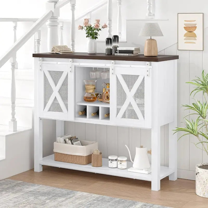 Mobile bar da caffè, credenza con portabicchieri da vino