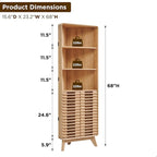Armadio Alto ad Angolo con Ante a Persiana, Mobile Bagno Mid-Century da 172 cm