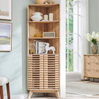 Armadio Alto ad Angolo con Ante a Persiana, Mobile Bagno Mid-Century da 172 cm