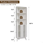Armadio Alto ad Angolo con Ante a Persiana, Mobile Bagno Mid-Century da 172 cm