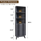 Armadio Alto ad Angolo con Ante a Persiana, Mobile Bagno Mid-Century da 172 cm