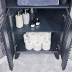Armadio Alto ad Angolo con Ante a Persiana, Mobile Bagno Mid-Century da 172 cm