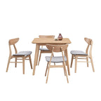 Set da tavolo da pranzo in legno per 4 persone, set da pranzo da cucina da 5 pezzi con tavolo da pranzo quadrato e 4 sedie imbottite in tessuto
