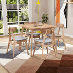 Set da tavolo da pranzo in legno per 4 persone, set da pranzo da cucina da 5 pezzi con tavolo da pranzo quadrato e 4 sedie imbottite in tessuto