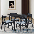 Set da tavolo da pranzo in legno per 4 persone, set da pranzo da cucina da 5 pezzi con tavolo da pranzo quadrato e 4 sedie imbottite in tessuto