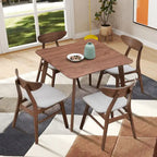 Set da tavolo da pranzo in legno per 4 persone, set da pranzo da cucina da 5 pezzi con tavolo da pranzo quadrato e 4 sedie imbottite in tessuto