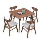 Set da tavolo da pranzo in legno per 4 persone, set da pranzo da cucina da 5 pezzi con tavolo da pranzo quadrato e 4 sedie imbottite in tessuto
