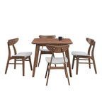 Set da tavolo da pranzo in legno per 4 persone, set da pranzo da cucina da 5 pezzi con tavolo da pranzo quadrato e 4 sedie imbottite in tessuto