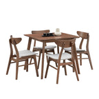 Set da tavolo da pranzo in legno per 4 persone, set da pranzo da cucina da 5 pezzi con tavolo da pranzo quadrato e 4 sedie imbottite in tessuto