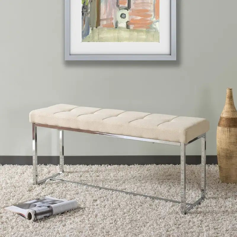 Panca moderna in tessuto Kennedy con base cromata