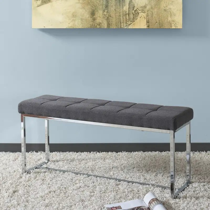 Panca moderna in tessuto Kennedy con base cromata