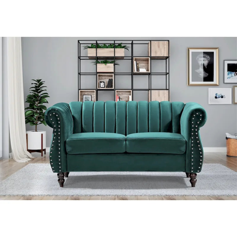 Divanetto Chesterfield "Charlot Velvet" con Braccioli Arrotondati