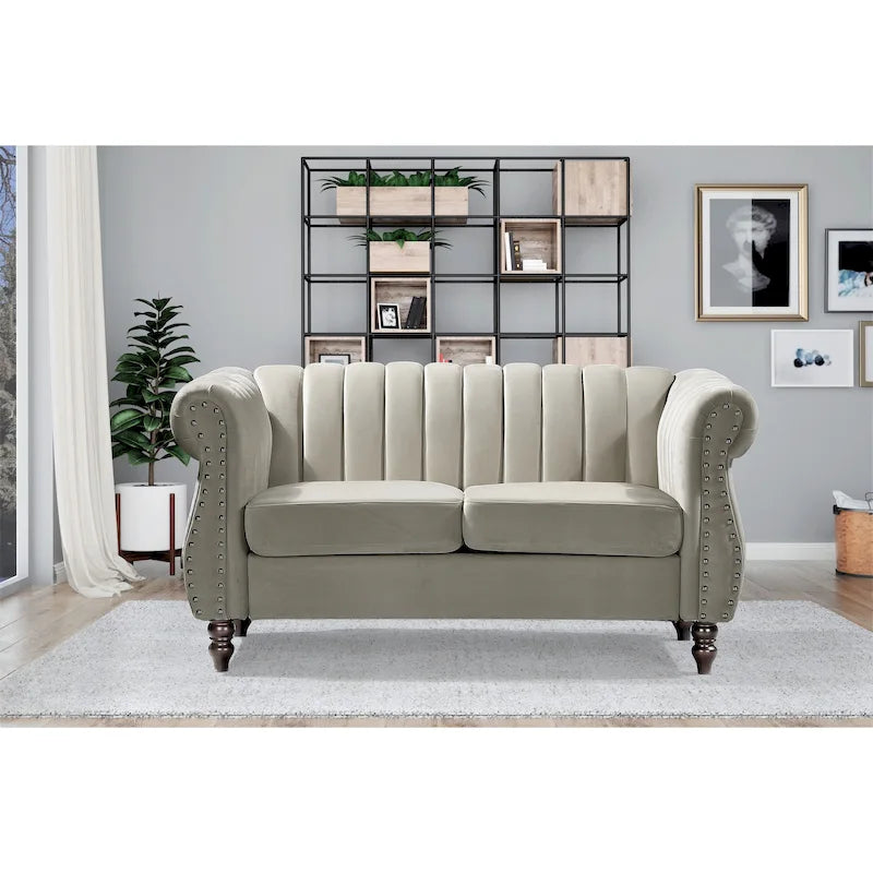 Divanetto Chesterfield "Charlot Velvet" con Braccioli Arrotondati
