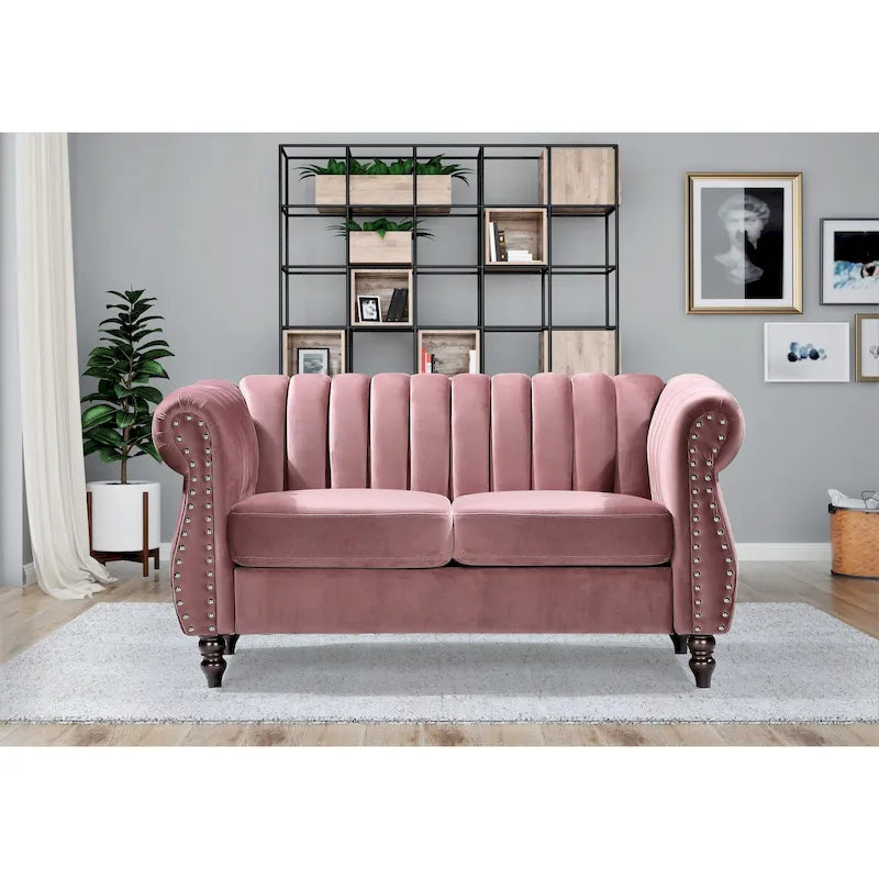 Divanetto Chesterfield "Charlot Velvet" con Braccioli Arrotondati