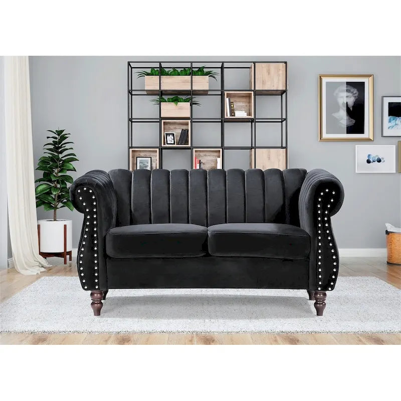 Divanetto Chesterfield "Charlot Velvet" con Braccioli Arrotondati