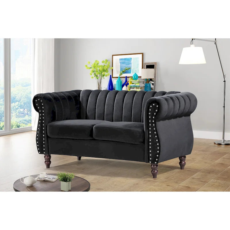 Divanetto Chesterfield "Charlot Velvet" con Braccioli Arrotondati