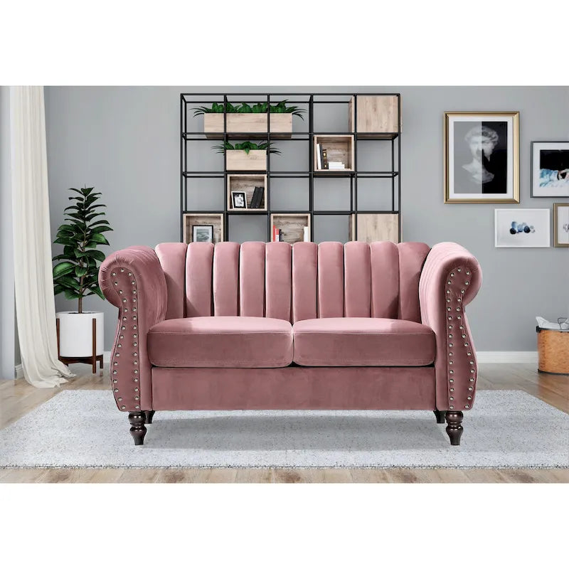 Divanetto Chesterfield "Charlot Velvet" con Braccioli Arrotondati