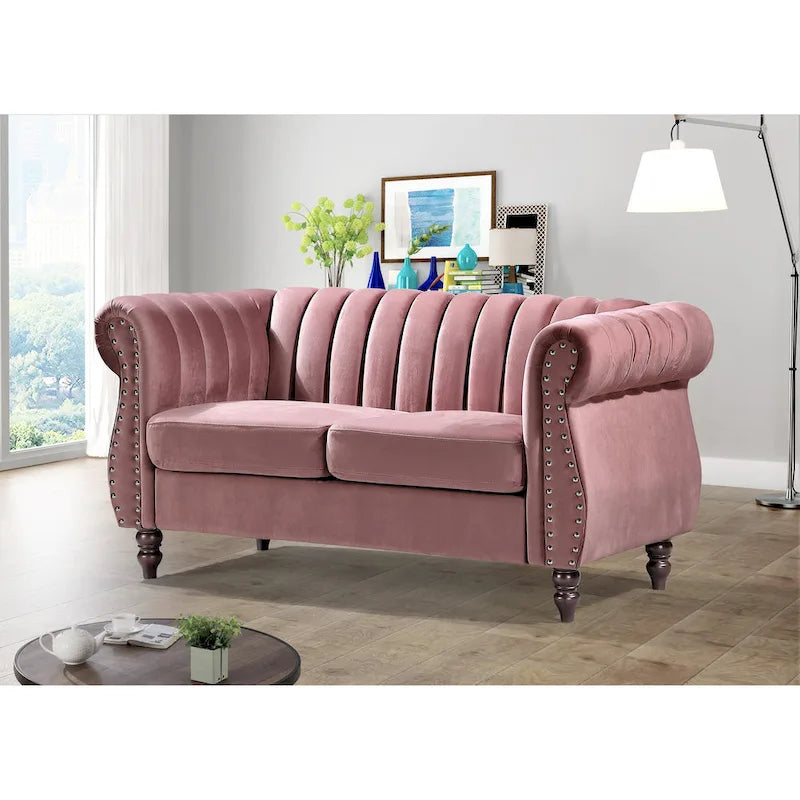 Divanetto Chesterfield "Charlot Velvet" con Braccioli Arrotondati