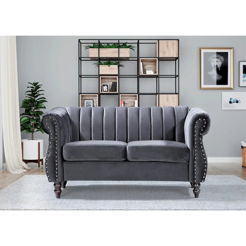 Divanetto Chesterfield "Charlot Velvet" con Braccioli Arrotondati