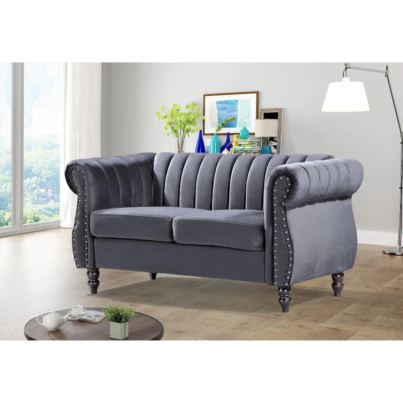 Divanetto Chesterfield "Charlot Velvet" con Braccioli Arrotondati