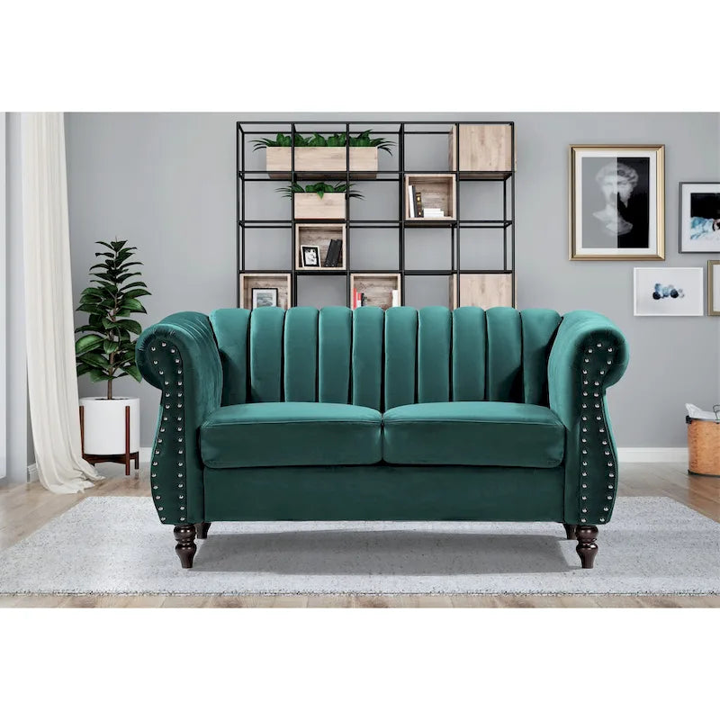 Divanetto Chesterfield "Charlot Velvet" con Braccioli Arrotondati