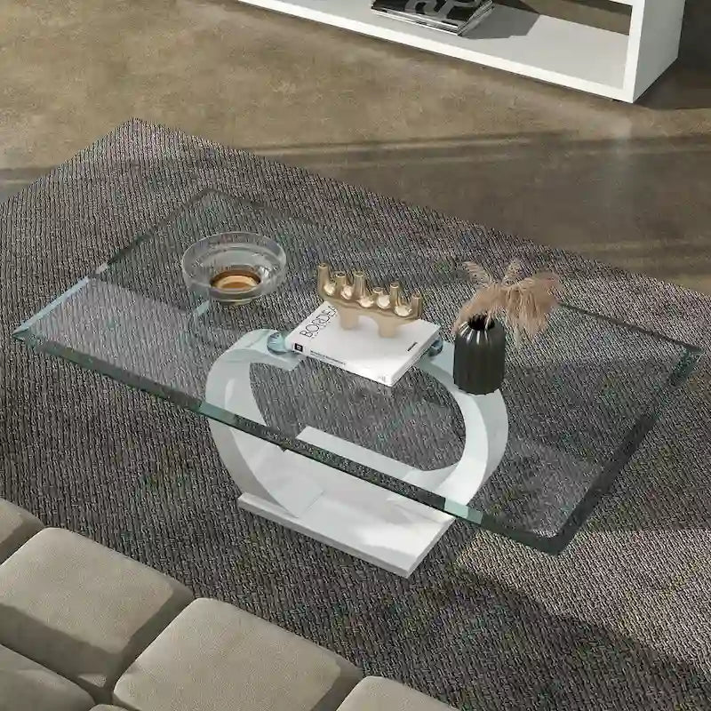 Tavolino da caffè Cres Contemporary da 50 pollici con piano in vetro