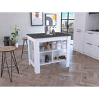 Isola cucina con quattro gambe, tre ripiani