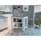 Isola cucina con quattro gambe, tre ripiani