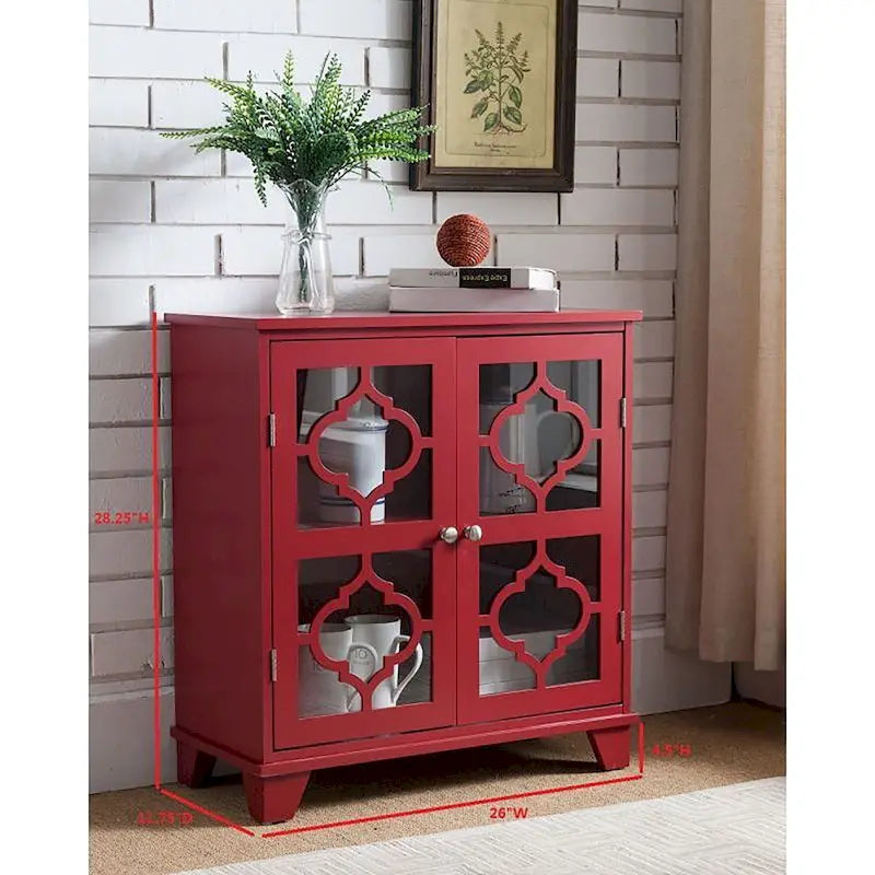 Consolle da ingresso in legno con finitura rossa Lunaria