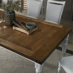 Set da pranzo Salines da 7 pezzi, bianco rustico e rovere