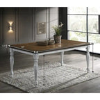 Set da pranzo Salines da 7 pezzi, bianco rustico e rovere