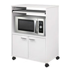 Carrello per microonde da cucina a 2 ante (bianco)