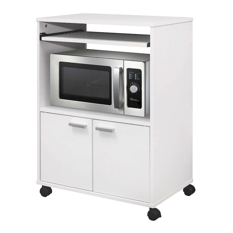 Carrello per microonde da cucina a 2 ante (bianco)