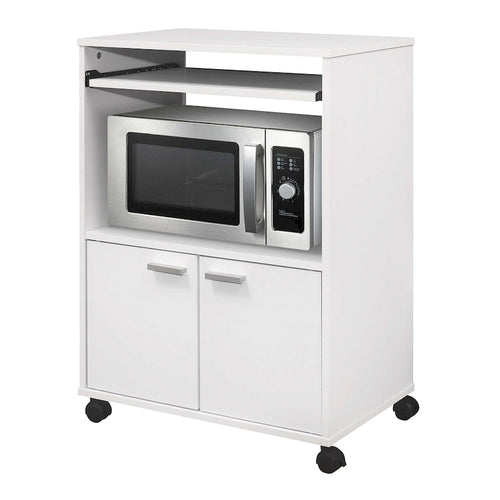 Carrello per microonde da cucina a 2 ante (bianco)