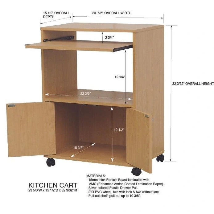Carrello per microonde da cucina a 2 ante (bianco)