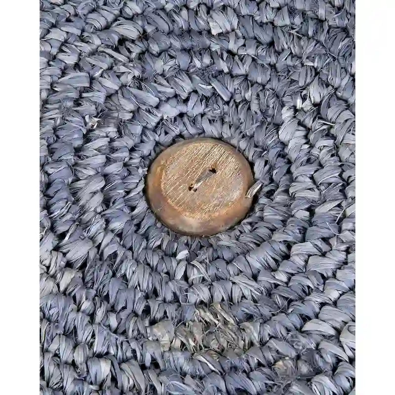 Pouf Ottomano Naturale Fatto a Mano in Legno e Rafia
