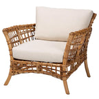 Poltrona Babette moderna in rattan naturale marrone stile bohémien