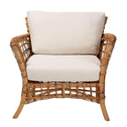 Poltrona Babette moderna in rattan naturale marrone stile bohémien