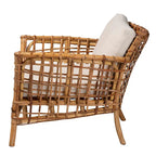 Poltrona Babette moderna in rattan naturale marrone stile bohémien