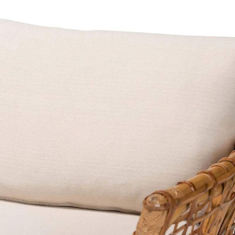 Poltrona Babette moderna in rattan naturale marrone stile bohémien