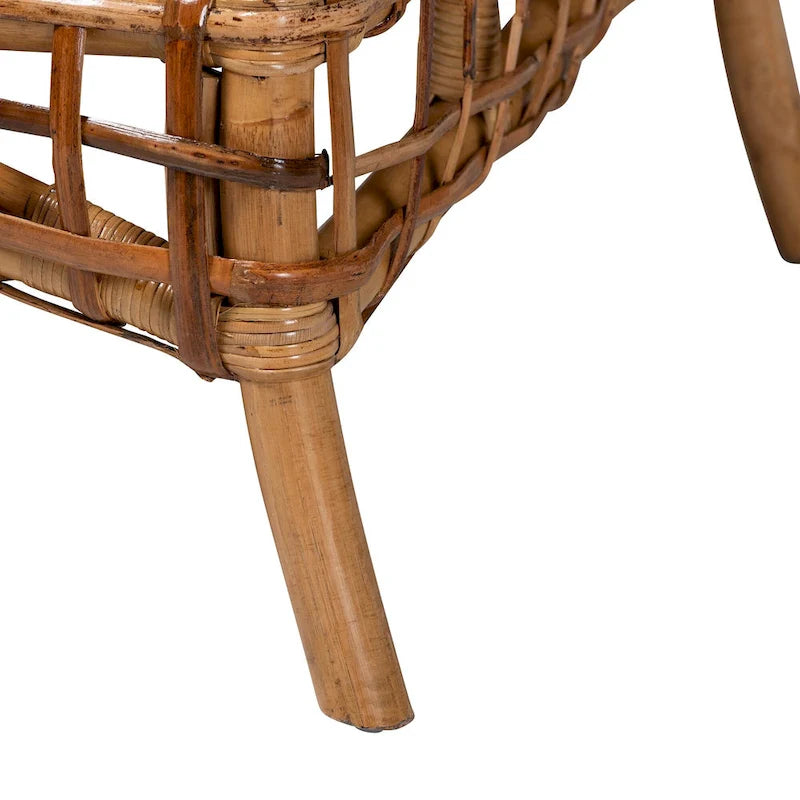 Poltrona Babette moderna in rattan naturale marrone stile bohémien