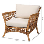 Poltrona Babette moderna in rattan naturale marrone stile bohémien