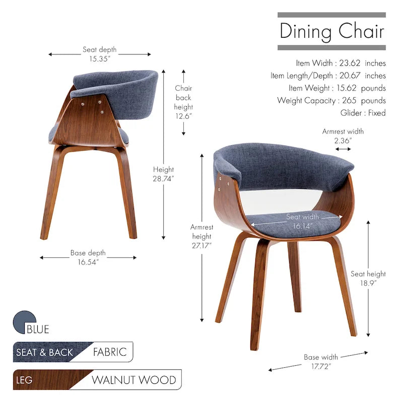 Sedia da pranzo Merin in tessuto con gambe in legno