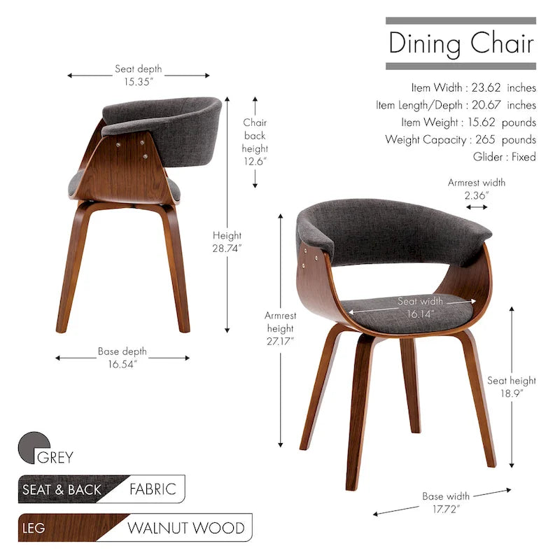Sedia da pranzo Merin in tessuto con gambe in legno