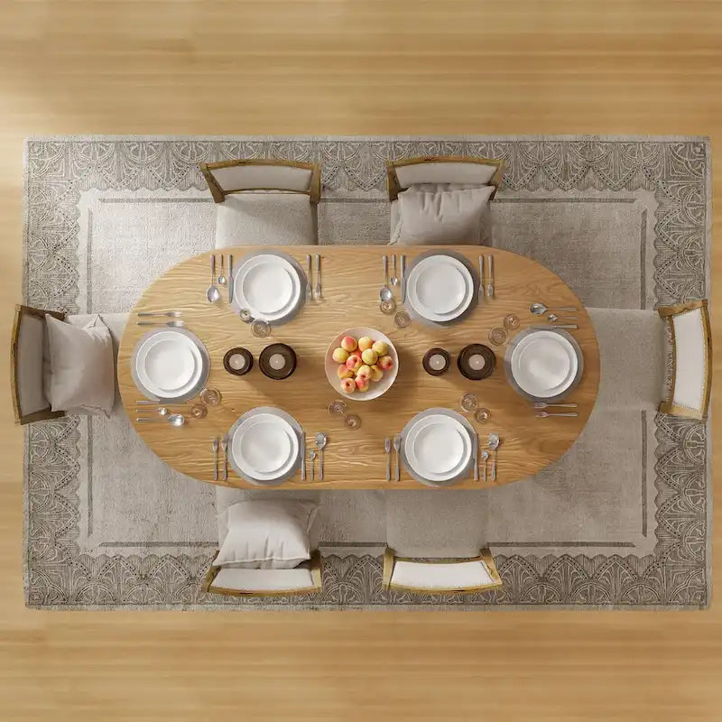 Tavolo da Pranzo Ovale in Legno Massello Stile Nordico - Perfetto per 6 Persone 67 - 67*34*30